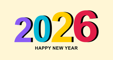 Vibrant 2026 New Year Greeting Template, Festive Poster Artwork, Creative Vector Illustration