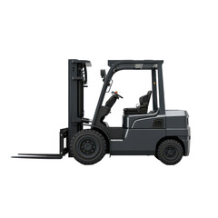 Modern Black Industrial Forklift on White Background