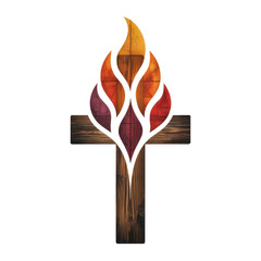 Modern Cross and Flame Symbol of Spirituality