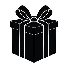Gift box silhouette with ribbon bow for celebration and presents perfect for holiday occasions