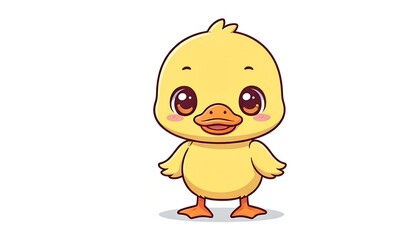 Adorable cartoon duckling with big eyes and cheerful smile, perfect for kids' content