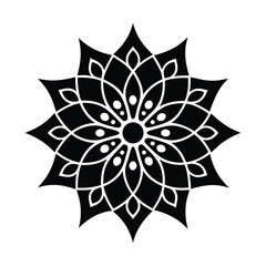 Intricate black mandala pattern simple geometric floral design central symmetry decorative element
