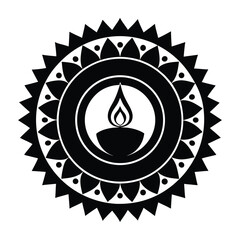 Diwali lamp silhouette mandala design celebration festival light tradition spiritual symbol