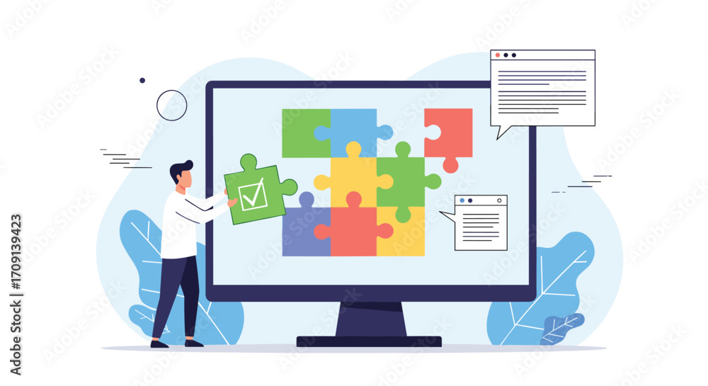 Wall mural assembling software components into a functional digital solution.