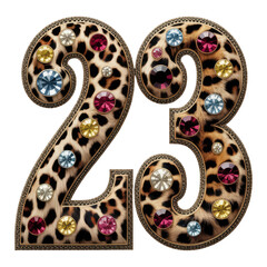 Luxurious Leopard Print Number 23 with Gemstones