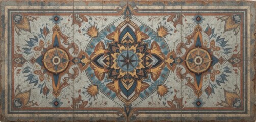 Ancient Meets Modern  A Fusion of Geometric Design and Indigenous Aesthetics on a Time Worn Concrete Canvas, Telling a Visual Story