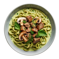 Gourmet Pasta Dish with Creamy Sauce and Garnishes