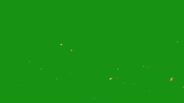 Fiery Orange Sparks and Embers on Green Screen