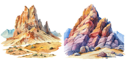 rocky mountain lanscape watercolor vector illustration © Dar