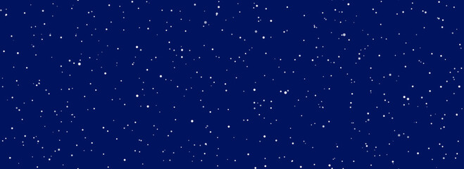 Falling snow seamless background. Repeated white snow at night sky wallpaper. Vector repeating snowfall pattern. White snowflakes, dots, ice specks for Christmas decor. Winter blizzard weather overlay