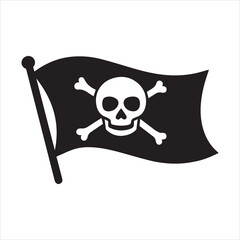 pirate flag with skull silhouette vector