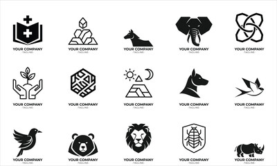 15 Creative Logo Set – Modern Minimalist Vector Icons for Business, Technology, Nature, and Lifestyle