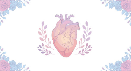 "Heart Illustration with Floral Elements"