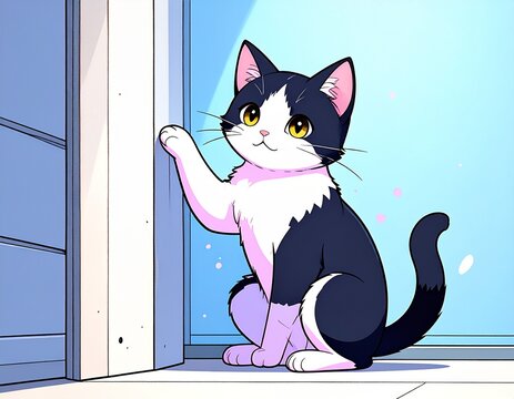 猫 家 かわいいポーズ 漫画イラストテイスト-cat / house / home / make a pose / comics anime style / illustration / Generated image-