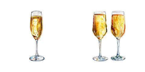 sparkling wine watercolor vector illustration