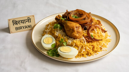 Fragrant Chicken Biryani with Saffron Rice and Boiled Eggs