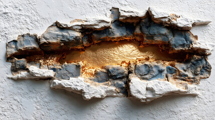 Wall Damage Emitting Golden Light, Concept Art of Breakthrough and Hidden Value