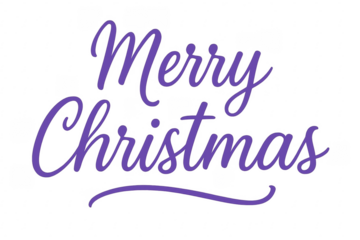 Purple merry christmas lettering on transparent background