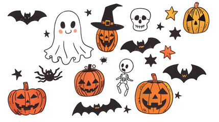 サインペンで描いたような落書き風ハロウィン透過素材