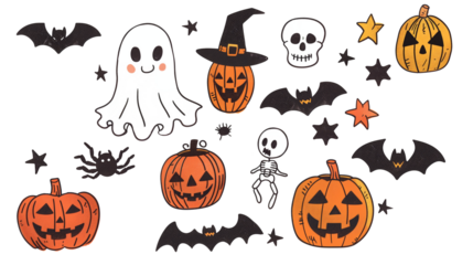 サインペンで描いたような落書き風ハロウィン透過素材