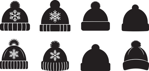 Winter Cap Vector Illustration – Warm Knitted Hat with Pom Pom