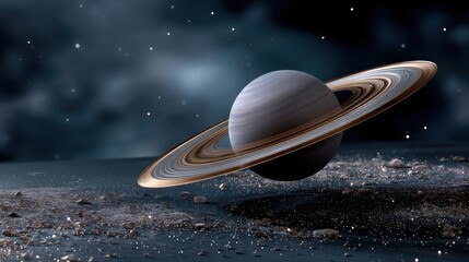 Ringed planet in deep space