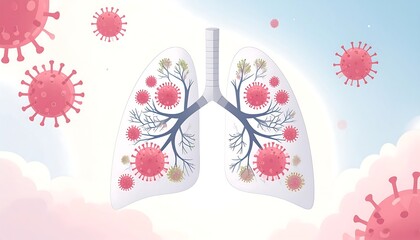 Lungs infected with viruses