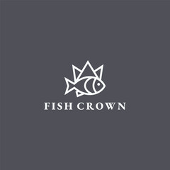 Obraz premium Fish crown logo vector icon illustration