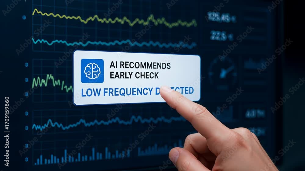 Aufkleber professional predictive maintenance engineer analyzing frequency data with ai technology for system