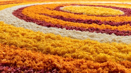 Premium Authentic Indian Pookalam Flower Rangoli Design with Marigold Petals for Festive Lifestyle Marketing and Social Media Campaigns Inspiring Joy
