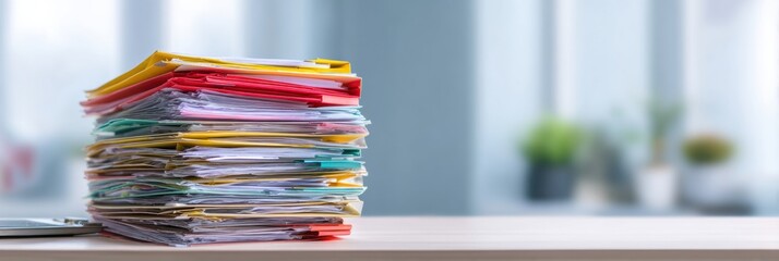 Professional modern workspace with organized filing folders on desk premium business organization and efficient workflow concept for corporate marketing