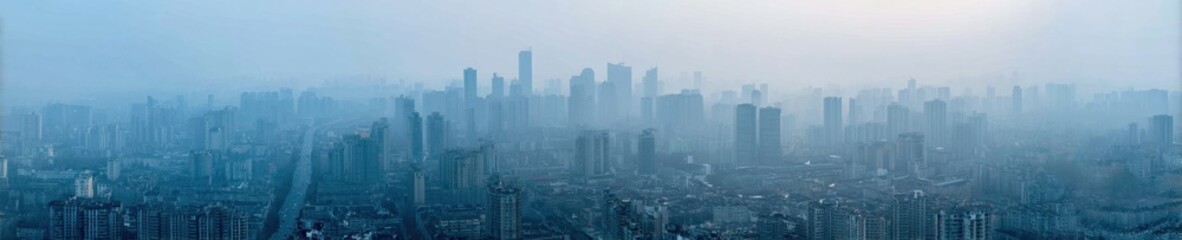 Premium Authentic Urban Air Pollution Cityscape of Nanjing Covered in Haze Modern Environmental Crisis Visual for Corporate Marketing and Editorial Use