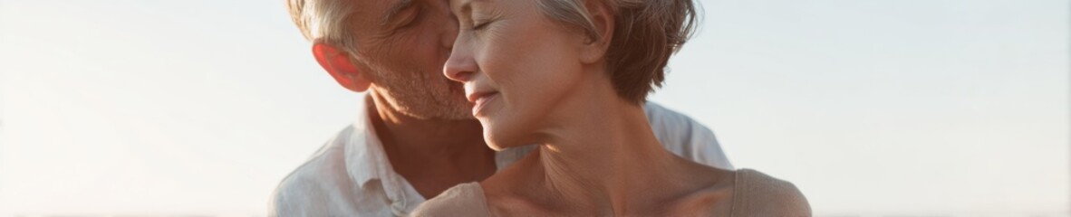 Obraz premium Authentic Senior Couple Sharing Tender Morning Moment Premium Wellness Lifestyle Content for Health Monitoring Marketing and Relationship Campaigns