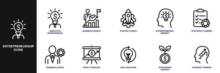 Entrepreneurship Line Icon Set