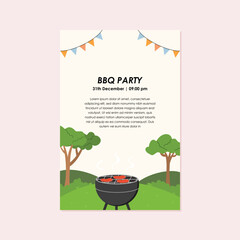 BBQ party poster template flat design