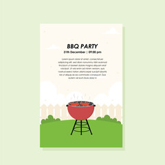 hand drawn BBQ grill flat design background template