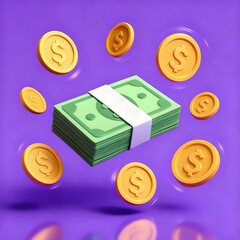 Floating Wealth – 3D Cash & Coins Render