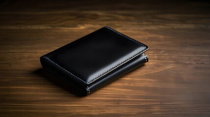 A sleek black leather wallet 