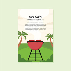 hand drawn BBQ party flat design background template