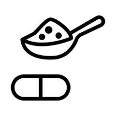 Powder Supplement Line Icon of Dietary Supplements Icon Set