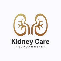 Trendy kidney art illustration. Urology logo design template. Icon stock vector isolated