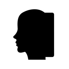 Abstract portrait of a woman in black silhouette with straight hair