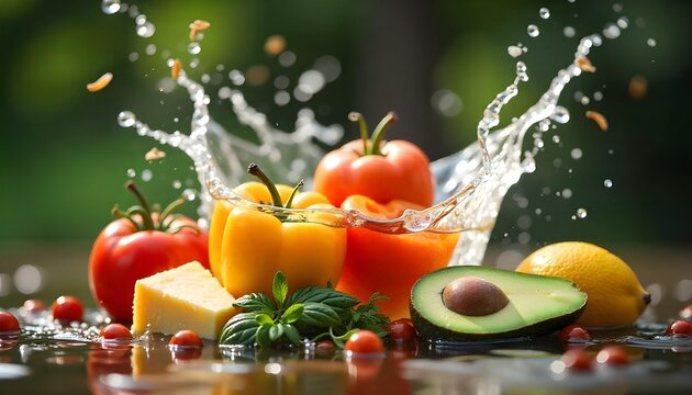 A vibrant selection of fresh fruits and vegetables is arranged on a cutting board, emphasizing the healthy eating theme of World Food Day - Powered by Adobe