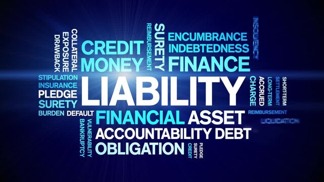 Liability animated word cloud-text design animation tag kinetic typography seamless loop.