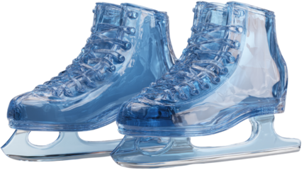 blue ice skating boots on white background