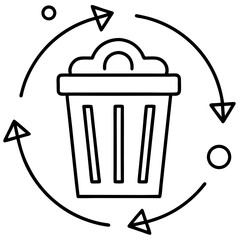 Recycle bin icon with circular arrows symbolizing environmental responsibility and sustainability concept