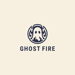 Ghost fire logo vector icon illustration style
