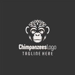 Sharp Black White Chimpanzee Artwork