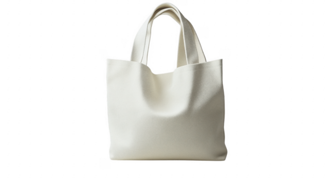 White canvas tote bag isolated against a background with red vertical line