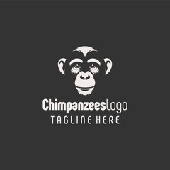 Stunning Black White Chimpanzee Vector